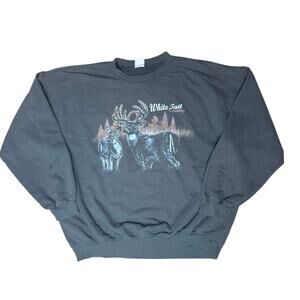 Whitetail Country Deer Graphic Crewneck Sweatshirt Mens Large George Vintage